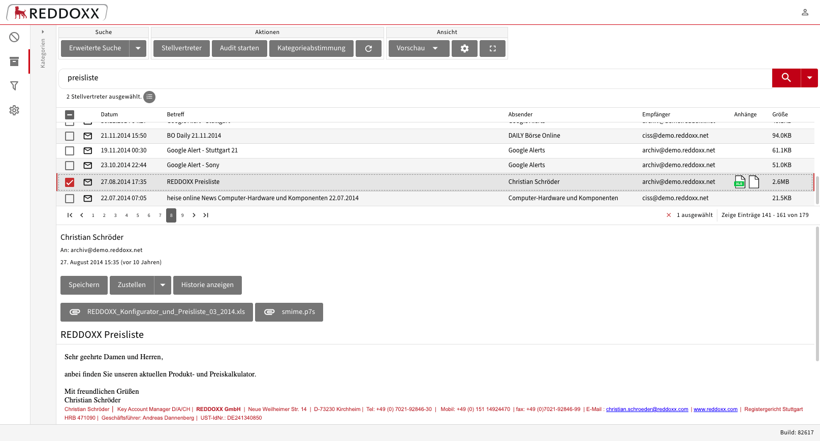 Archivsuche in REDDOXX MailDepot