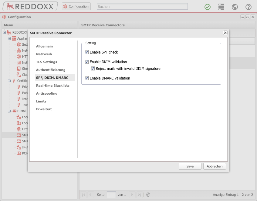 Filter mechanisms of REDDOXX Spamfinder