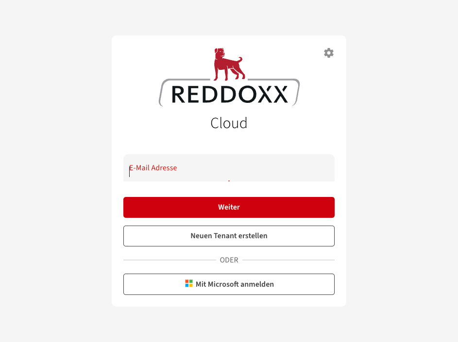 Registrierung an der REDDOXX Cloud